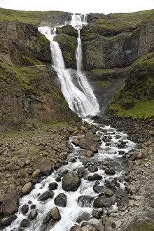 Eroded Canyon Landscapes Drucke: Iceland, waterfall, river, cascade