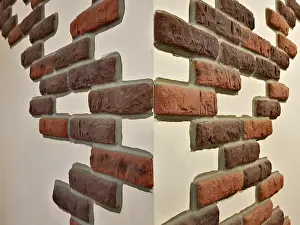 Uninhabited Brick Buildings Drucke: The idea of design embossed wall of an old textured bricks