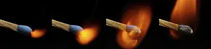 Black Background Photography Drucke: Igniting Match against Black background
