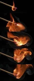 Dark And Moody Atmosphere Drucke: Igniting Matches against Black background