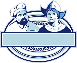 Retro Style Illustration Drucke: Illustration of a baker