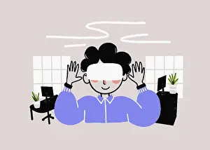 Minimalist Design Drucke: Illustration of a boy in a modern workspace