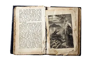 Studio Background Images Drucke: Illustration in an old opened book