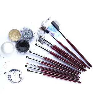 Beauty Tools Drucke: Image of brushes and applicators for eye makeup