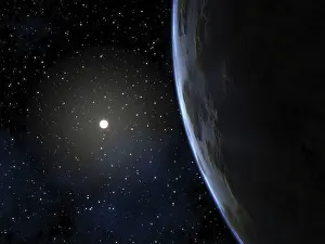 Deserted Morning Sky Drucke: An image of a deep space planet background