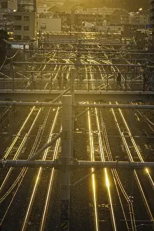 Empty Urban Environment Picture Drucke: Image of the evening skyline and the line