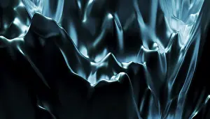 Digitale Kunst Drucke: Dynamische Wellen in tiefblauer Seide