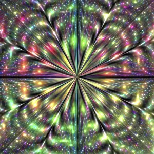 Multicolored Abstract Artwork Drucke: This image features a mesmerizing abstract pattern resembling a galaxy