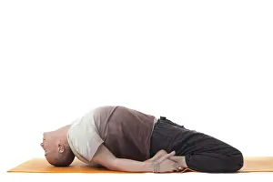 Serene Studio Shot Drucke: Image of flexible man lying in relaxed position
