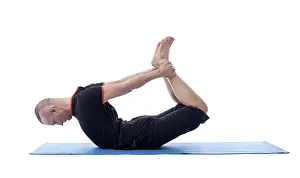 Yoga Exercise Routine Drucke: Image of flexible yogi posing in difficult asana