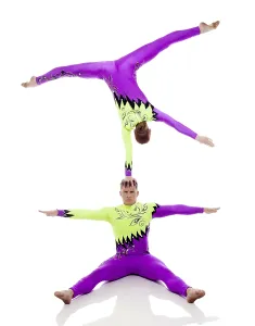 White Background Acrobatics Drucke: Image of focused acrobats balancing