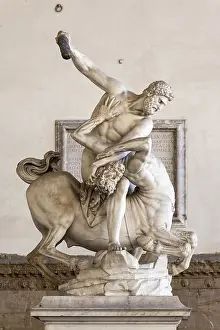 Hercules Mythology Drucke: An image of Hercules Beating the Centaur Nessus