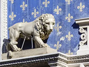 Vintage Italy Photography Drucke: An image of a Lion Statue in Florence