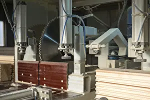 Timber Industry Equipment Drucke: Image of machine for cutting the profiled bars