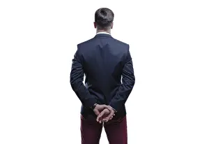 Caucasian Male Model Drucke: Image of a man in a suit on a white background