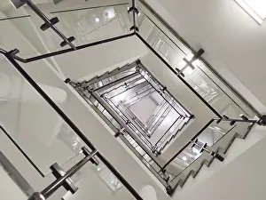 Deserted Building Entrance Drucke: An image of a modern building staircase
