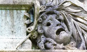 Deserted Landscape Image Drucke: An image of an old grunge stone face