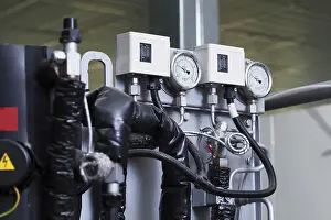 Commercial Laundry Service Drucke: Image of pressure indicator on modern automated machine