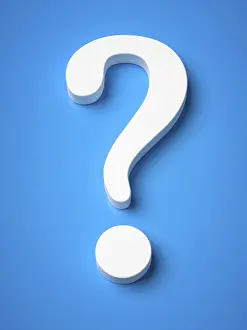 Abstract Background Image Drucke: An image of a questionmark on a blue background