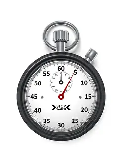 Time Measurement Device Drucke: An image of a red typical stopwatch