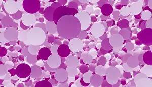 Colorful Background Image Drucke: This image showcases an array of 3D rendered balls in multiple shades of purple