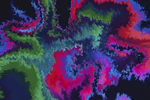 Modern Design Drucke: This image showcases a vivid abstract design featuring electric wave patterns in a dynamic array of colors