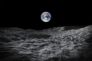 Natural Scientific Research Drucke: An image of a space view to our planet earth from moon