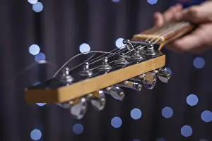 String Instrument Photography Drucke: Image of the strings of an electric guitar close-up
