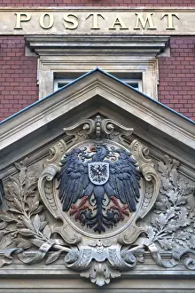 Upper Lusatia Saxony Architecture Drucke: Imperial eagle on gable, post office
