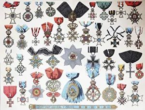 Vintage Historical Illustration Drucke: The most important orders and decorations