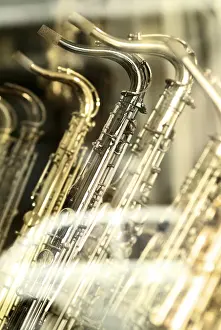 Old Musical Instruments Drucke: Impression of an old saxophone, section
