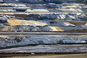 Rhenish Lignite Mining Area Drucke: Inden opencast mine with a car