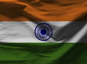 Deserted Indian Landscape Drucke: India flag with texture on a background