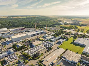 Industrial Area Germany Drucke: An industrial area surrounded by forests and fields