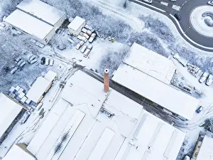 Southern Germany Industrial Building Drucke: Industrial complex with high chimney