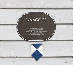 Southern Germany Sacred Buildings Drucke: Information board at the synagogue