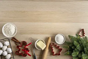 Christmas Cookie Making Drucke: Ingredients for making gingerbread dough