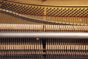 Handmade String Instruments Drucke: Inside the piano: string, pins and hammers