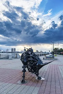 Uninhabited River Landscape Drucke: Installation on the Amur river