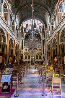 Neoclassical Greek Orthodox Church Drucke: Interior with altar, ornate interior