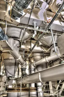 Industrial Interior Drucke: Interior of automatic line for the production of feed