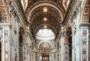 Deserted Church Architecture Drucke: Interior of the Basilica