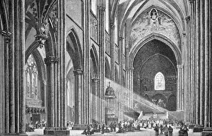 Classic Interior Design Drucke: Interior of the cathedral in Strasbourg