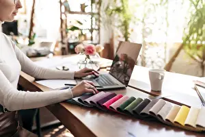 Color Palette Drucke: An interior designer is working on a new project