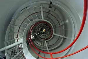 Radar Tower Germany Drucke: Interior staircase of a radar tower