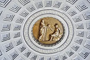 Classicistic Architecture Italy Drucke: The interior of the Vatican Museum