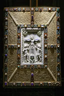 Drucke von Innenansicht, Buchumschlag, Codex Aureus, Abteimuseum, Echternacher Abtei, Echternach, Luxemburg Octodontidae Drucke: Innenansicht, Buchumschlag, Codex Aureus.