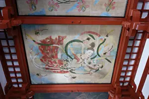Deserted Temple Interior Drucke: Interior view, ceiling, Kannondo Hall