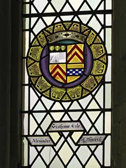 Drucke von Innenansicht, Wappen, Fenster, Großer Saal, Stirling Castle, Stirling, Schottland, Vereinigtes Königreich Schloss Drucke: Innenaufnahme, Wappen, Fenster.