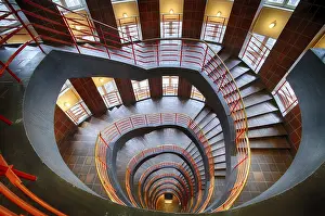 Northern German Urban Environment Drucke: Interior view, staircase, round